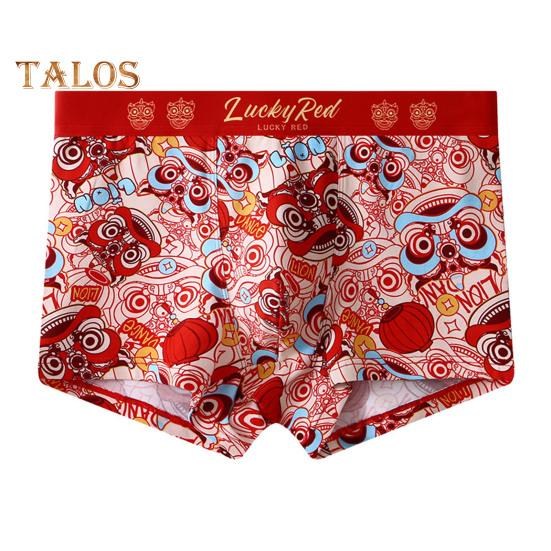 

Трусы-боксеры с эластичным поясом, U-образным выпуклым узором «Пробуждение» с рисунком льва и независимой сумкой, талисман китайского Нового года L красный