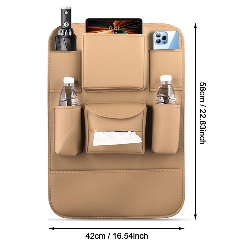 Obbarde Car Seat Back Organizer Storage Bag Compatible with Mercedes BMW Leather Waterproof Kick Mat