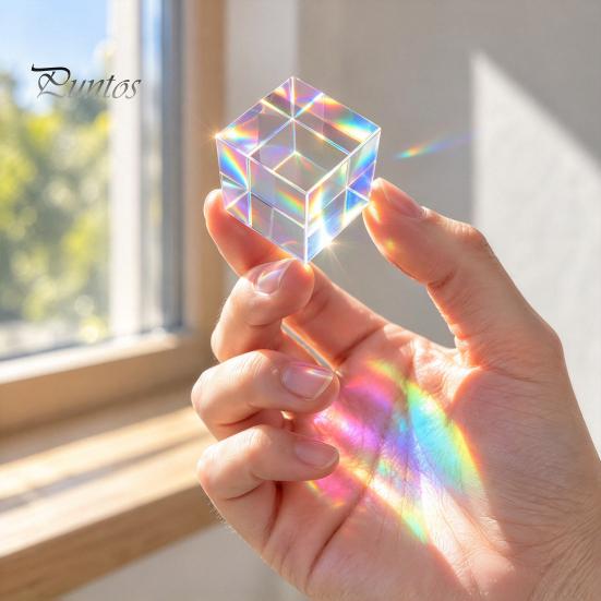 Dreamy Home Window Decoration Mini K9 Crystal Glass Prism Cube, Sun Catcher Optical for Photography Color Mixing Light Refraction, Desktop Decor, Prop