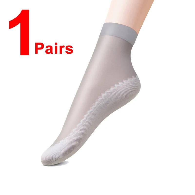 Spring Summer Women Soft Socks Velvet Silk Socks Non-Slip Bottom Splice Transparent Ladies Ultrathin Breathable Sock One Size