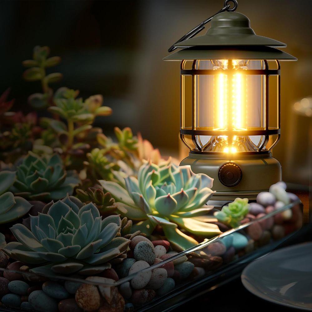 Portable LED Camping Lanterns,1500LM Step-lDimming, Lightweight Retro Battery Powered USB Rechargeable Tent Lights,Survival Kits