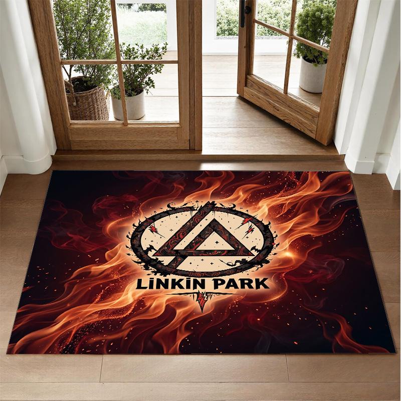 Linkin Park Design Crystal Velvet Rug Soft Decorative Mat for Bedroom Entrance