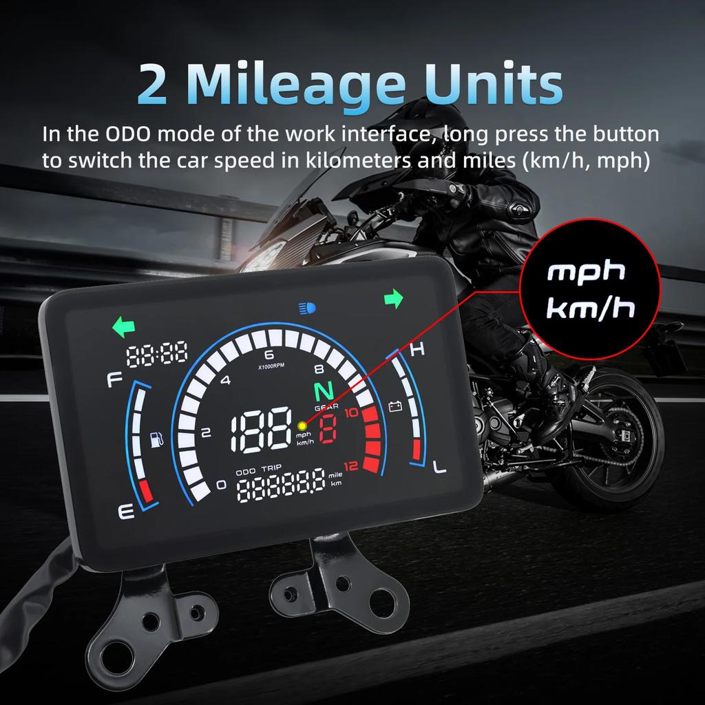 Для мотоцикла Honda EX5 Цифровой спидометр Мотоциклетная приборная панель с кронштейном Тахометр Напряжение Пробег Универсальный индикатор