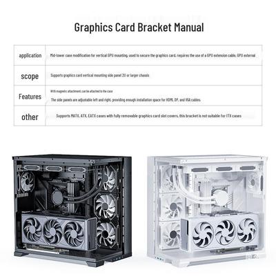 Suport vertical placă grafică PCIe X16 4.0 galvanizat - Suport metalic la 90° pentru prevenirea îndoirii în carcase DIY