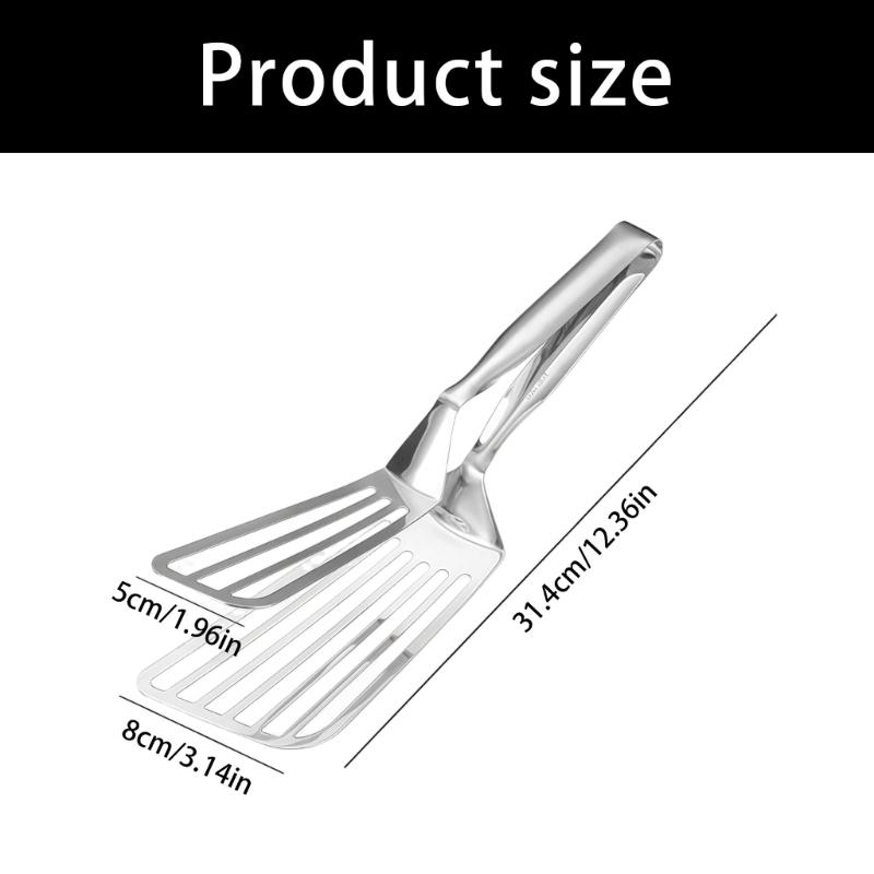 Multifunctional Kitchen Cooking Clamp Large Steel Spatula Tongs for Flipping Grilling and Serving Food Steak Hamburger