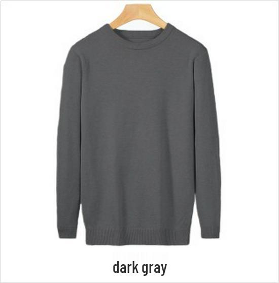 Men's Round Neck Solid Color Casual Knit Sweater - Trendy and Handsome Pullover for Autumn Winter