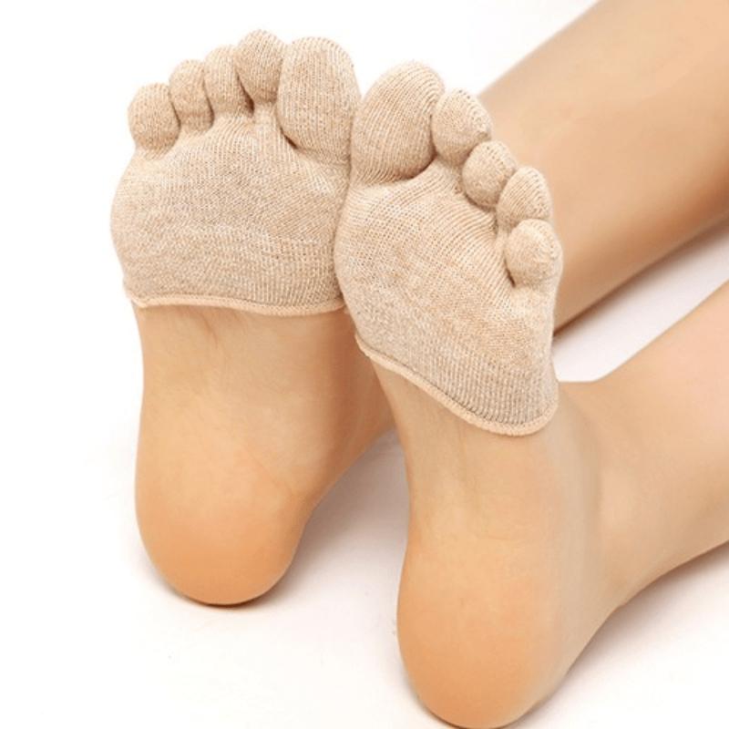 

Women s & Unisex Ultra-Shallow Invisible Five-Toe Half-Palm Socks - Breathable Below-Knee Shoe Covers with Anti-Slip Toe-Grip One-size бежевый