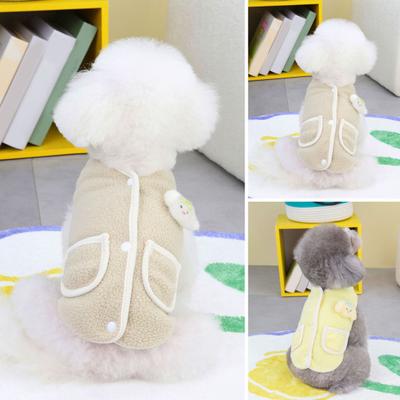 Pet Vest Button Design Fashionable Dog Pullover Comfortable Warm Coral Fleece Cat Clothing Pet Supplies