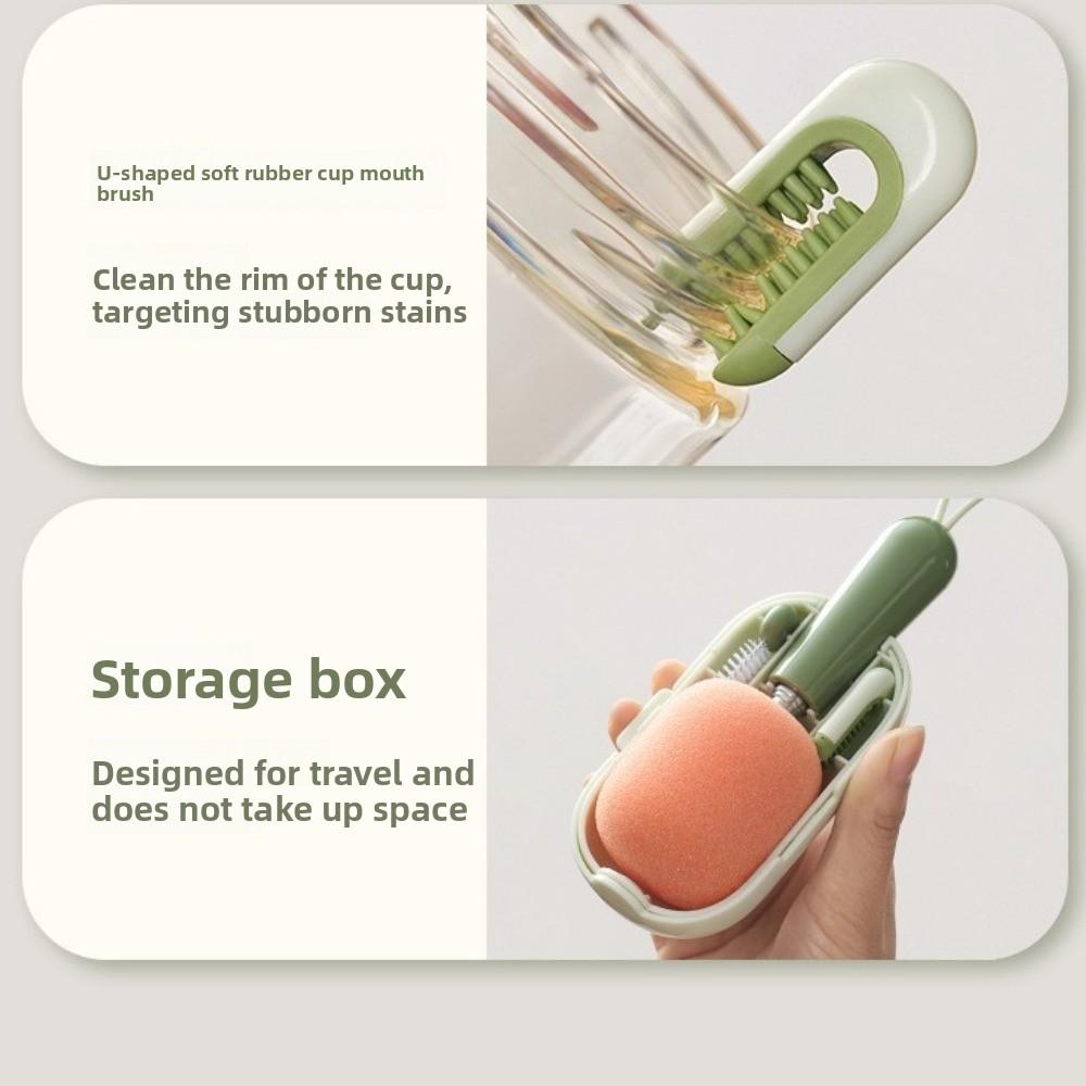 Portable Extendable Sponge Brush Sponge Head Cup Scrubber Wine Brush Kitchen Cleaning
