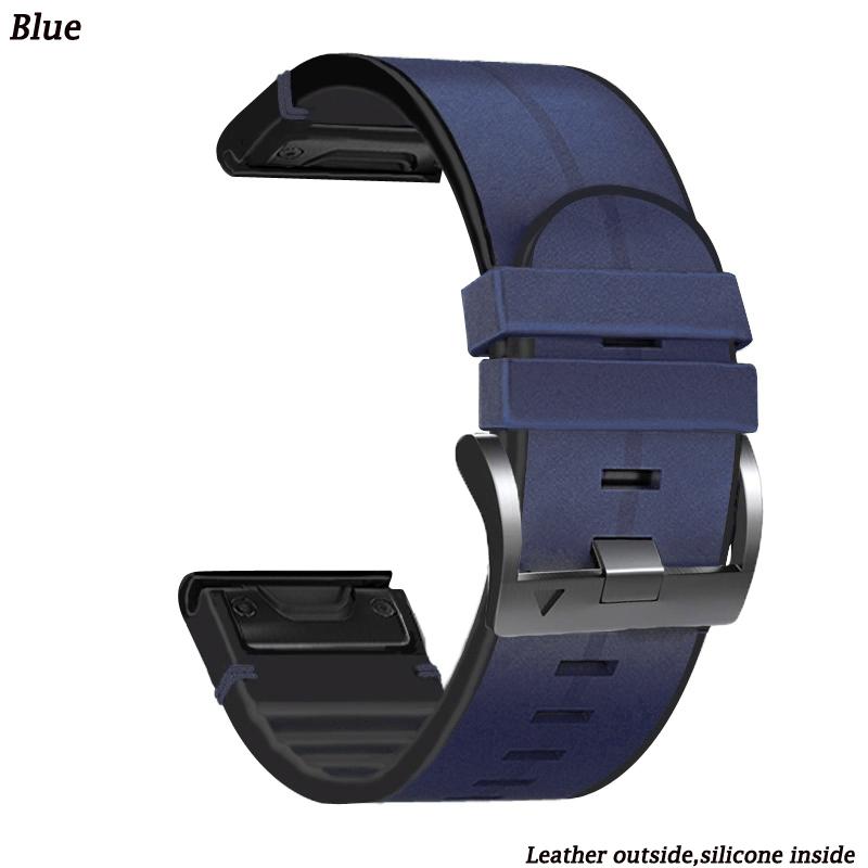 

Шкіряний силіконовий ремінець для годинника 26/22 мм для Garmin Fenix 6 6X Pro Sapphire GPS 7 7X 5 5X Plus Зі швидким зняттям Браслет для годинника 26mm Tactix Delta синій