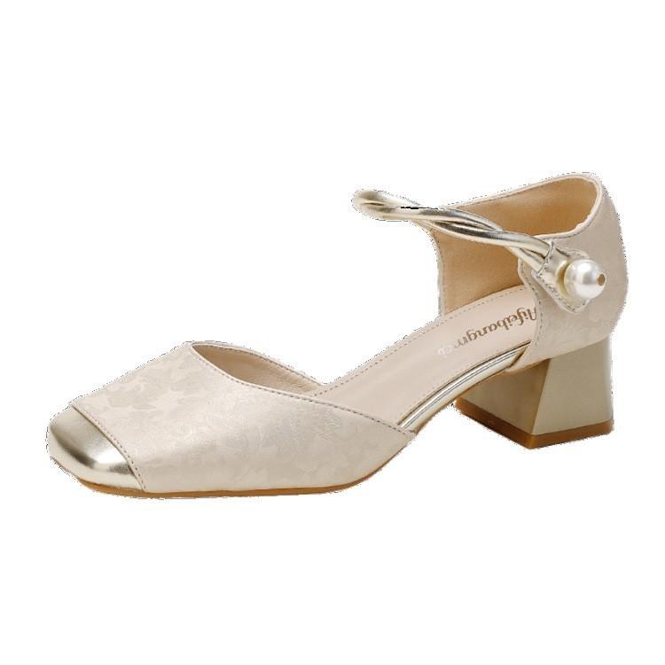 Baotou Sandals Women's 2025 New Summer National Style New Chinese Style with Cheongsam Single Shoes French Temperament Square Head High Heels