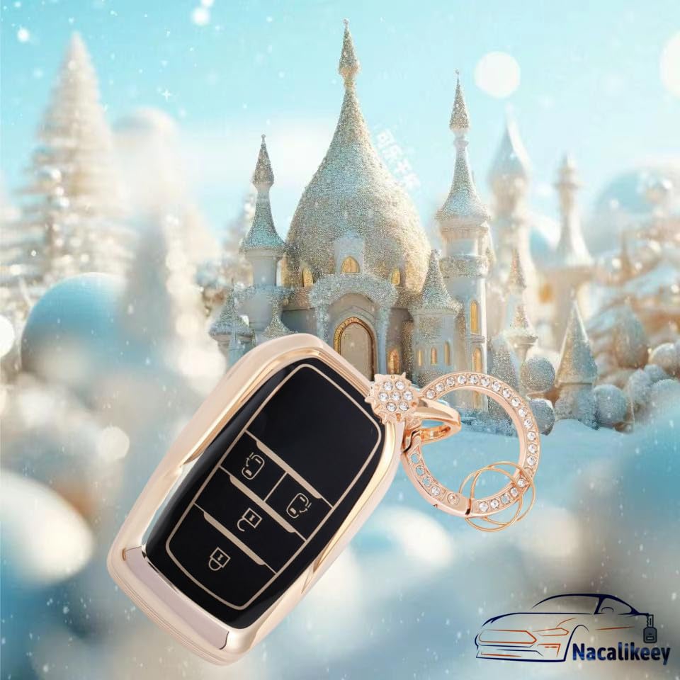 Nacalikeey Cute Key Case, Snow Key Holder, Key Case, Sparkle, Key Cover, Gorgeous Style, Black