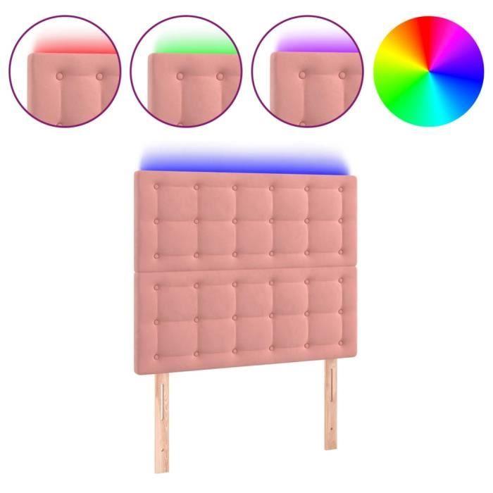 3122893 vidaXL LED Headboard Pink 80x5x118-128 Cm Velvet