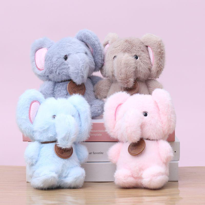 1 Pieza Lindo Animal Sentado Elefante Colgante Muñeco Suave de Felpa Juguetes para Bebé Llavero de Bolsa de Libros de Dibujos Animados Regalos Para Niños