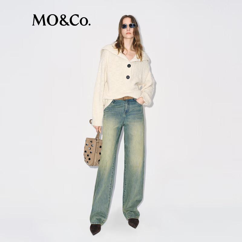 MO&Co. Lambswool Dropped Shoulder Knit Sweater