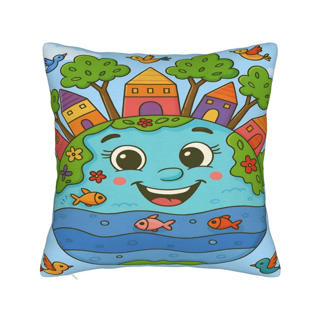 Go Planet Its Your Earth Day Square Pillow Case  Cushion Cover Vintage Zippered Decor Pillowcase for Living Room cm