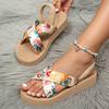Women's Large-sized Bohemian Beaded Stylish Flat Sandals, Summer Style Flat Breathable Casual Sandals for Women