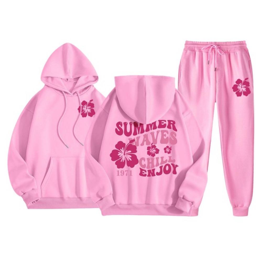 Autunno 2024 Set Felpe con Cappuccio da Donna Manica Lunga Felpe con Cappuccio+Pantaloni Sportivi Casual a Vita Alta con Coulisse Set 2 Pezzi Y2K