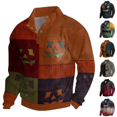 Chemise à Boutons en Velours Côtelé Imprimée Halloween pour Homme