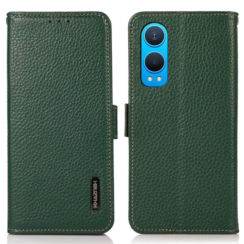 For OnePlus Nord CE4 Lite 5G/Oppo K12x 5G (China) Phone Case Genuine Cow Leather Cover RFID Blocking