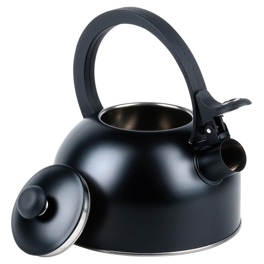 Czajnik Stalowy Czarny z Gwizdkiem do Gotowania Wody na Kuchence 2L