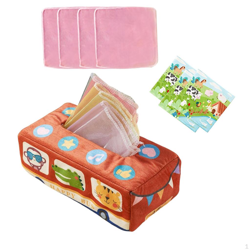 Tissue Box High Contrast Crinkle Busy Pull Tissues Activities for Developmental Motor Skill