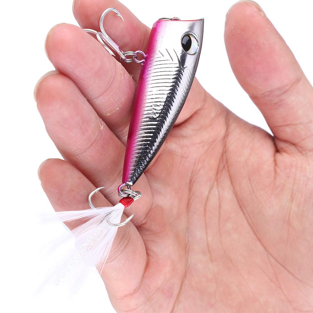 Artificial Fishing Hard Bait Treble Hook Floating Popper Fishing Lures Accessory (Silver+black)
