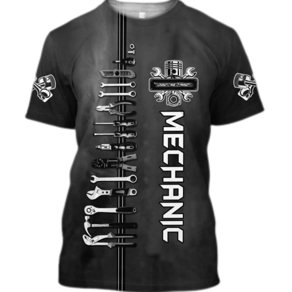 Summer Fashionable Men's T-shirt Personalized Mechanic 3D Printed Short Sleeved Fashionable Comfortable Plus Size T-shirt