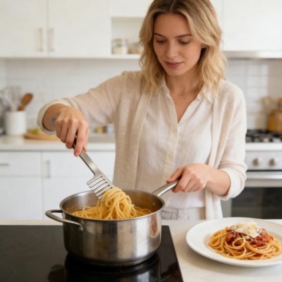 Stainless Steel Spaghetti Comb Ergonomic Pasta Server Creative Pasta Portioning Tool for Separated Noodles Heat-Resistant Essential Gadget