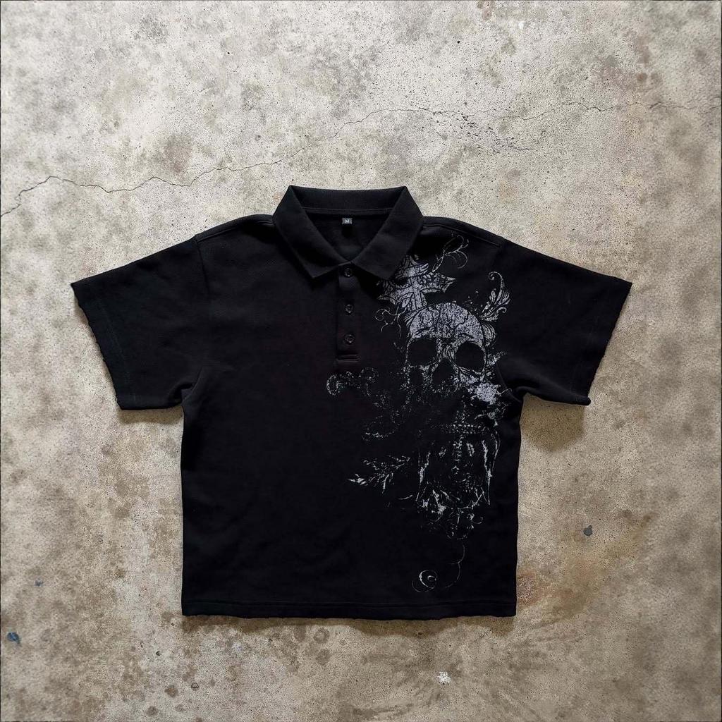 Cross-Border Retro Dark Print Polo Pullover