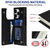 For iPhone 15 Pro Max RFID Blocking Card Holder Kickstand Cover Anti-drop Phone Case with Shoulder Strap