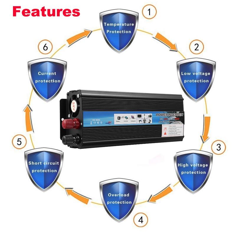 4000/5000W Peak Car Power Inverter Voltage Transformer Converter Car Inverter Solar Inversor DC12/24V To AC110V/220V
