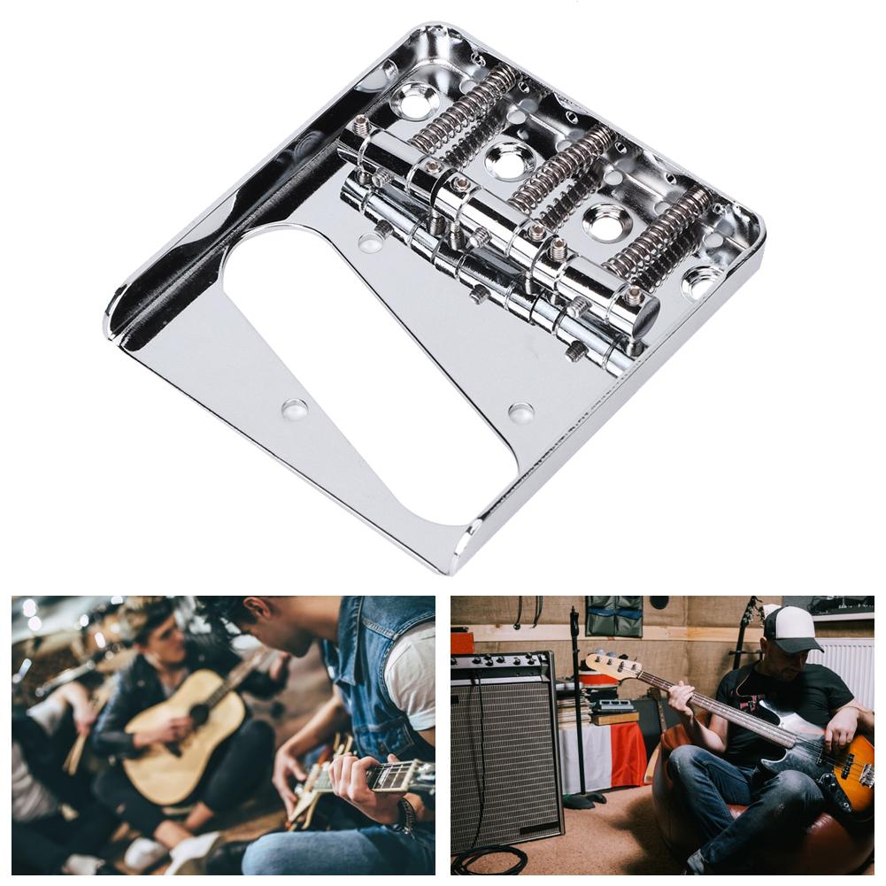 Electric Guitar Saddle Bridge 3‑Saddle Fixed for TL Set Replacement Electric InstrumentSilver