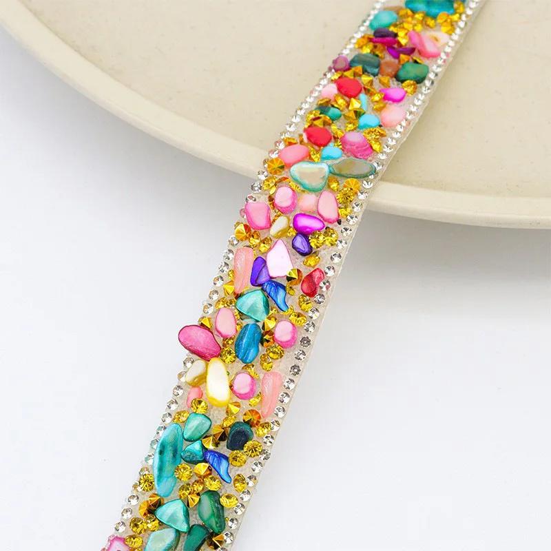 1yard/roll Self-Adhesive Rhinestone Trim Tape 2cm Wide Colorful Crystal Decor for Bridal Dress/Phone DIY Craft Sewing Accessory