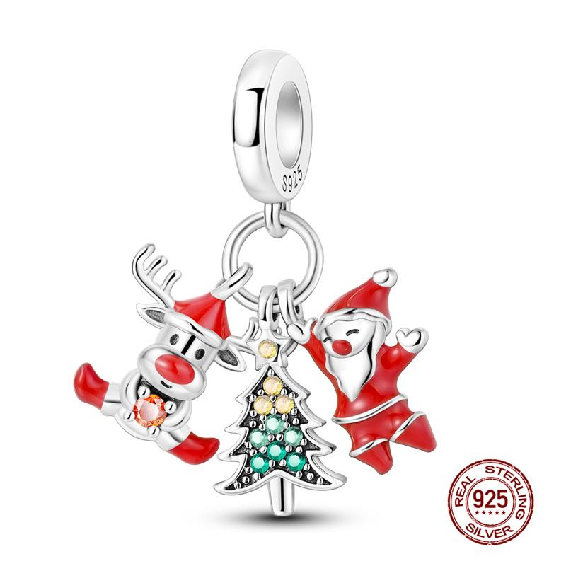 Christmas Party Copper Copper Christmas Snowman Beads Fit Charm Bracelet Pendant Women Diy Fine Jewelry Party Gift