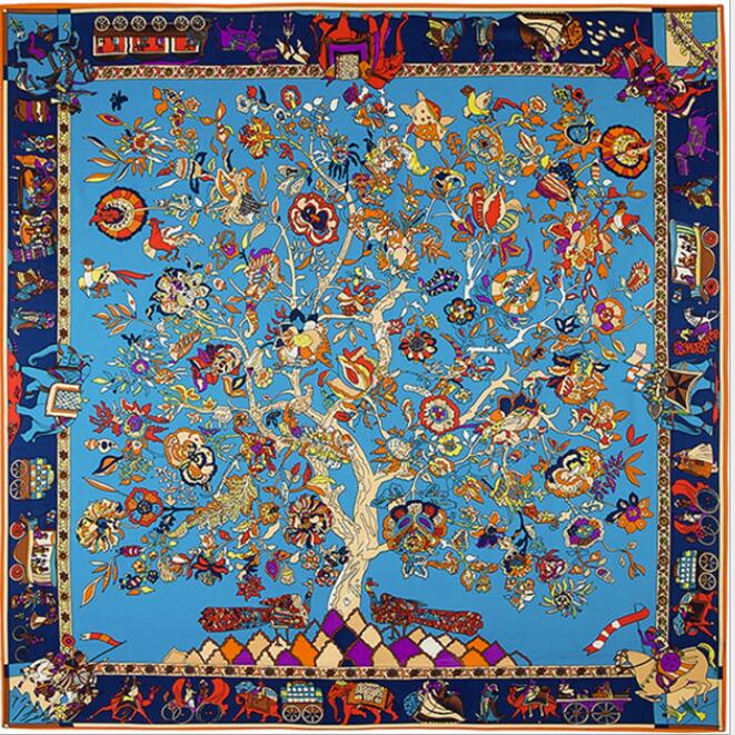 Silk Scarf Women Large Shawls Stoles Cashew Print Square Scarves Echarpes Foulards Femme Wrap Bandanas 130*130CM