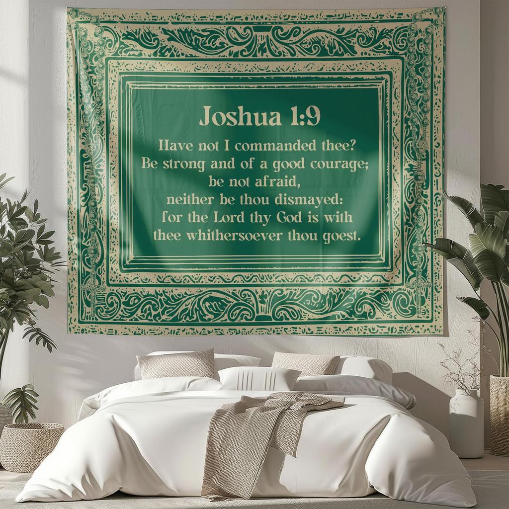 Elegant Psalm 23 Tapestry, Whimsical Black And Gold Scripture Print With Ornate Border For Cozy Christian Home Decor
