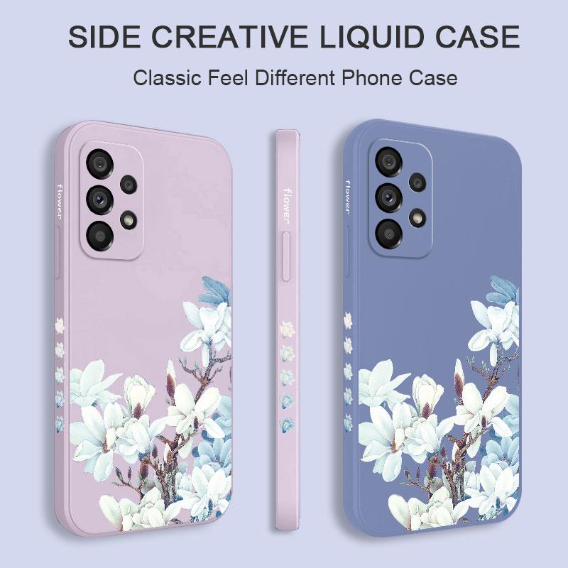 Magnolia Flower Case For Samsung A16 A06 A73 A53 A33 A24 A23 A15 A25 A35 A55 A13 A03S A72 A52S A32 A02S A22 A04S 4G 5G Cover