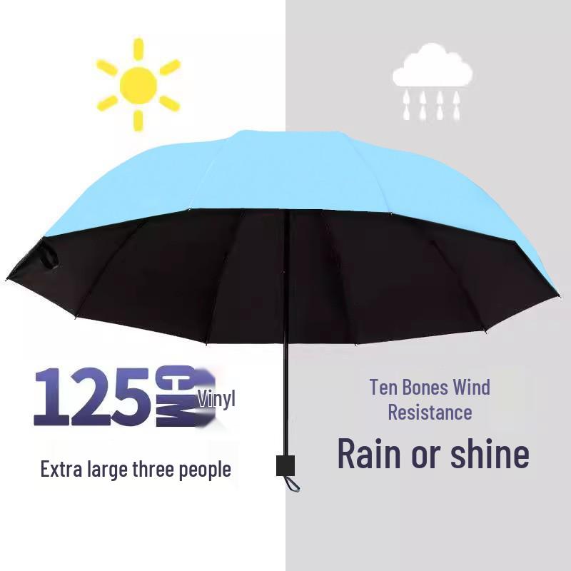 Extra-Large Three-Fold Umbrella for Men & Women - 12-Bone, Dual-Use for Sun & Rain, Fits Up To Three People