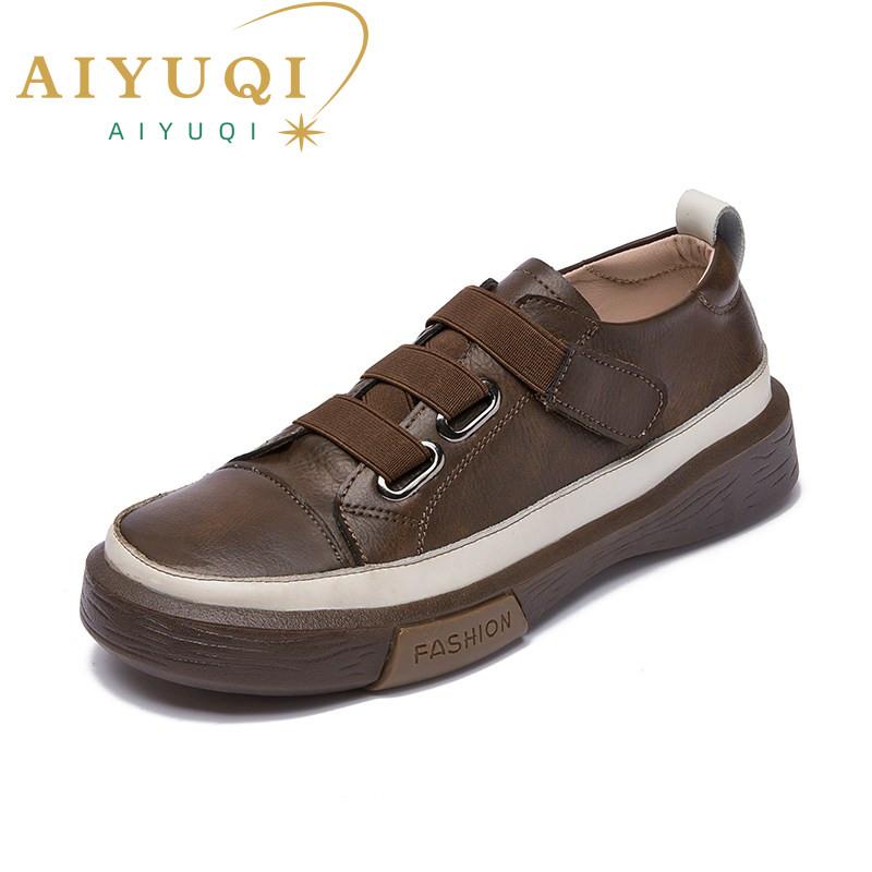 

Fashion AIYUQI Women s Vulcanized Shoes Flat New Genuine Leather Women s sneakers Retro Large Size 42 43 Fashion Girl Student Shoes 43