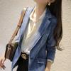 Frühling Herbst Vintage Anzug Frauen Jeans Jacke Casual Tops Lose Kurze Denim Blazer Outwear Weibliche Cowboy Basic Mantel