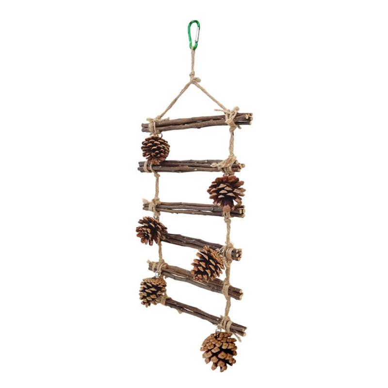 Pinecone Cage Toy Bird Perch Stand Ladder Scratchers Branch Perch for Parrots Parakeets Toy Branch Bird Cage Toy 1