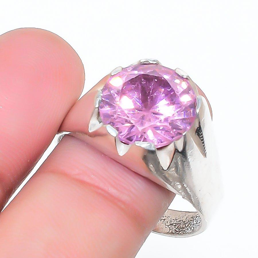 Natural Pink Kunzite Gemstone 925 Sterling Silver Jewelry Ring Size 11 AR-16987