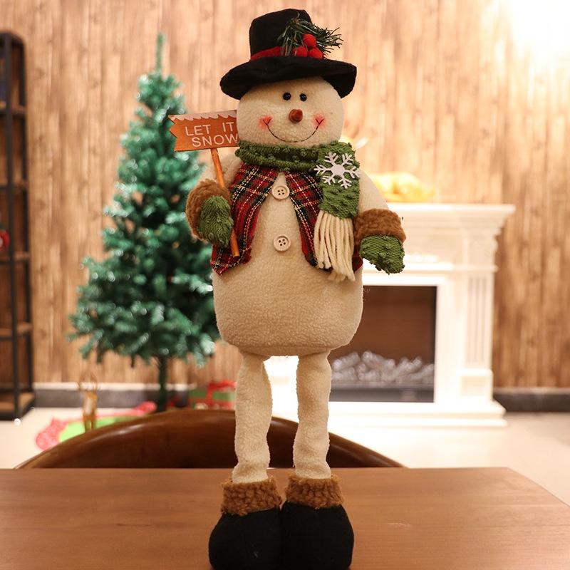 Christmas Telescopic Doll Old Man Snowman Deer Fabric Toy Christmas Gift Window Decoration Ornament