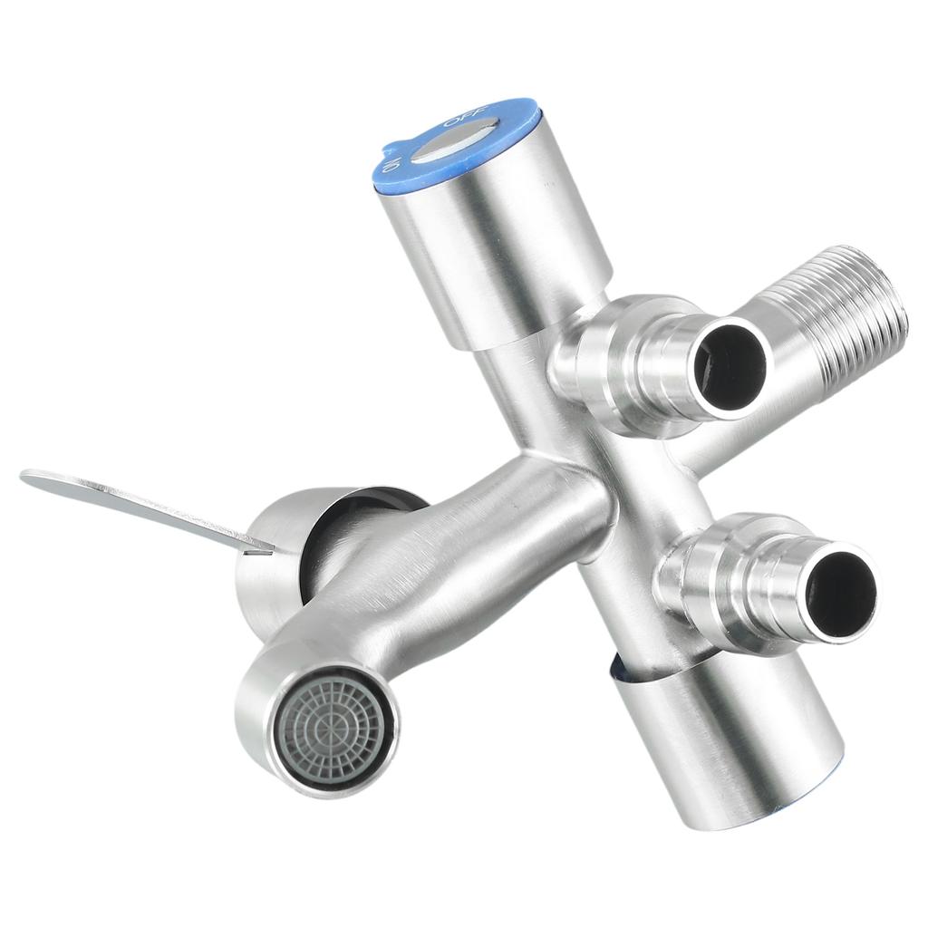 SUS304 Edelstahl Dreiwegehahn mit Rohband 3 Autokephalie-Schalter Wasserhahn für Waschmaschinen-Sprühdusche 12x6x9cm