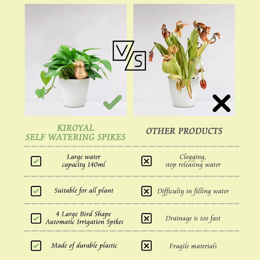 4pcs Self Watering Spikes Indoor Plant Watering Globes Bird Shape Automatic Irrigation Spikes Plant Watering Devices