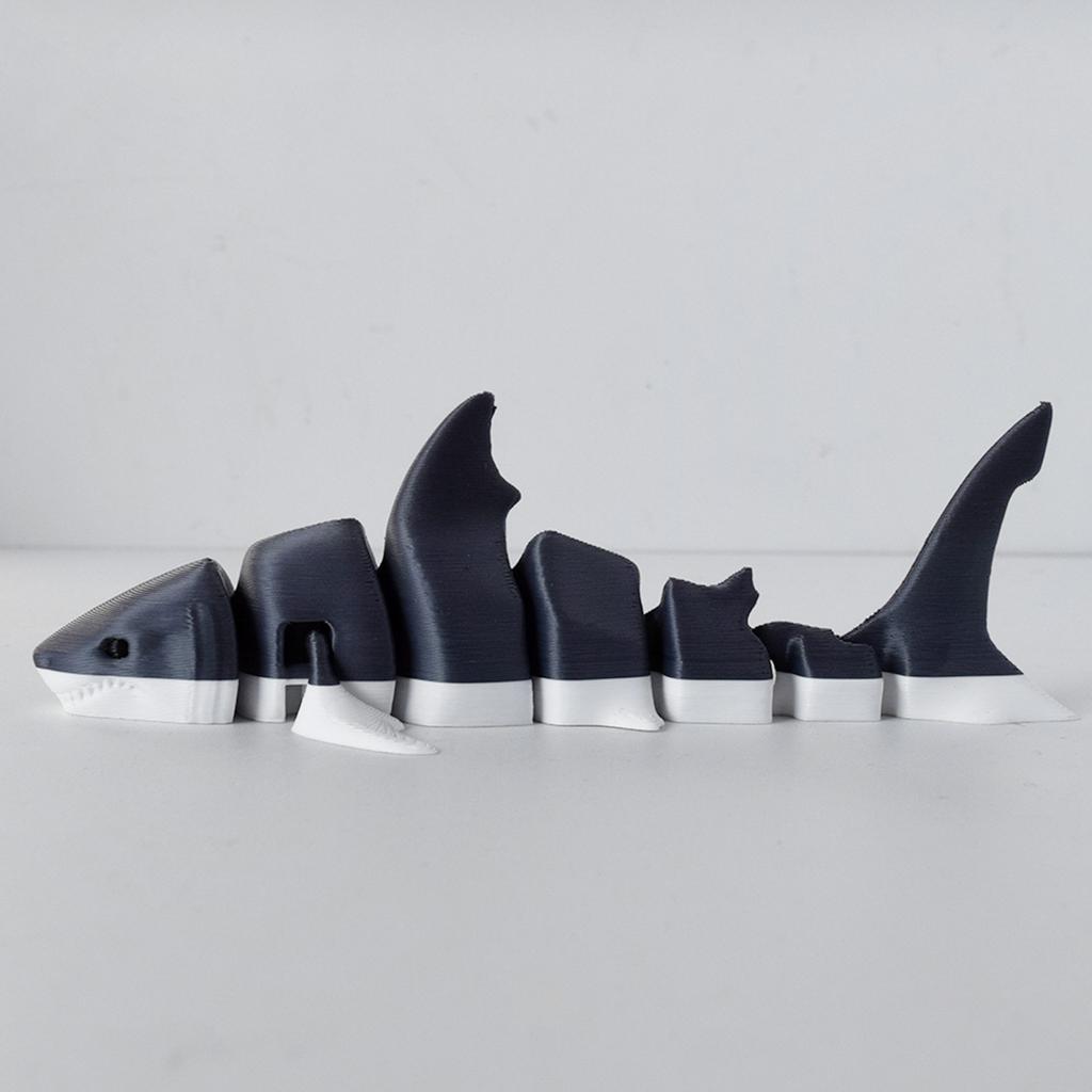 Grey Shark 3D Printed Toys Body Joints Movable Simulation Marine Animals Shark Model Children Cognitive Toys Desktop Decoration