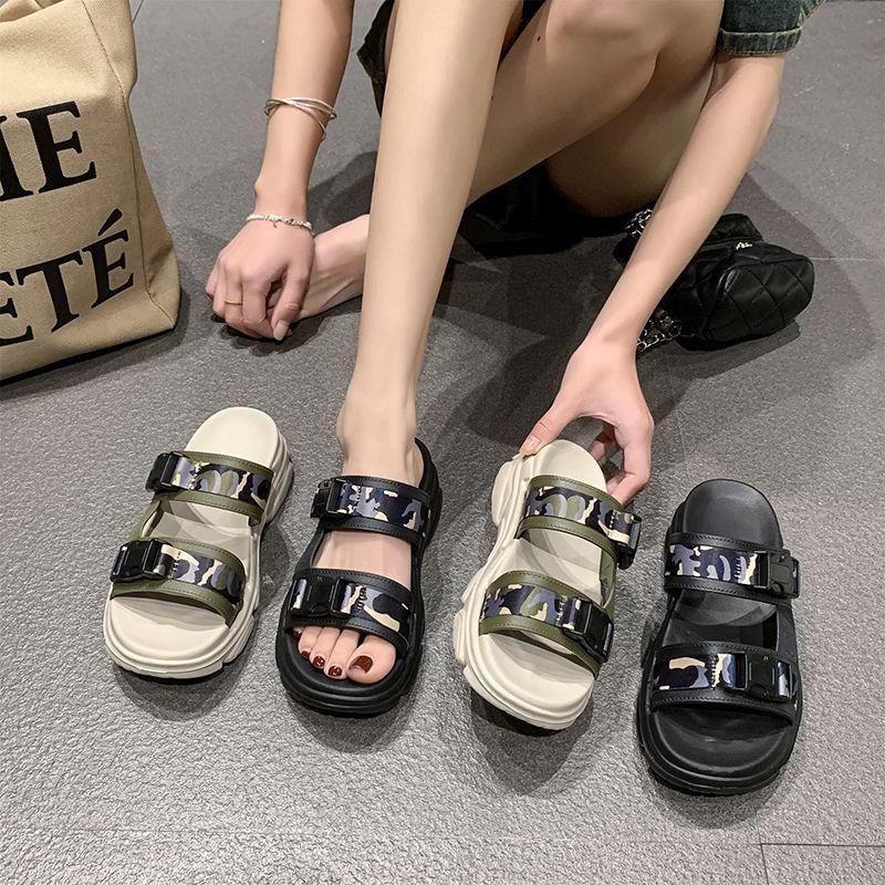 Slippers women's summer outer wear 2025 summer new fashion word heightened thick bottom soft bottom casual versatile slippers women's summer