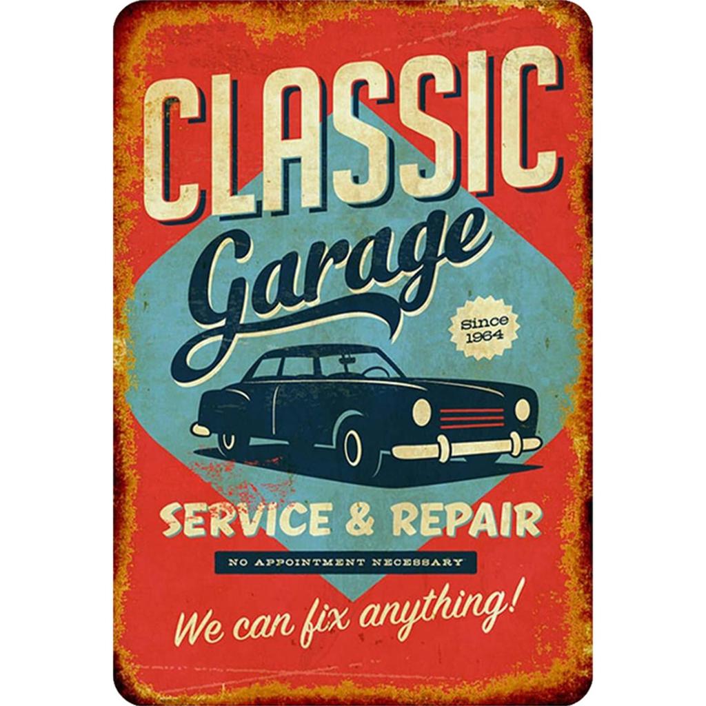 Vintage Garage Metal Tin Sign 2D Metal Wall Art Poster for Home Bar Decoration
