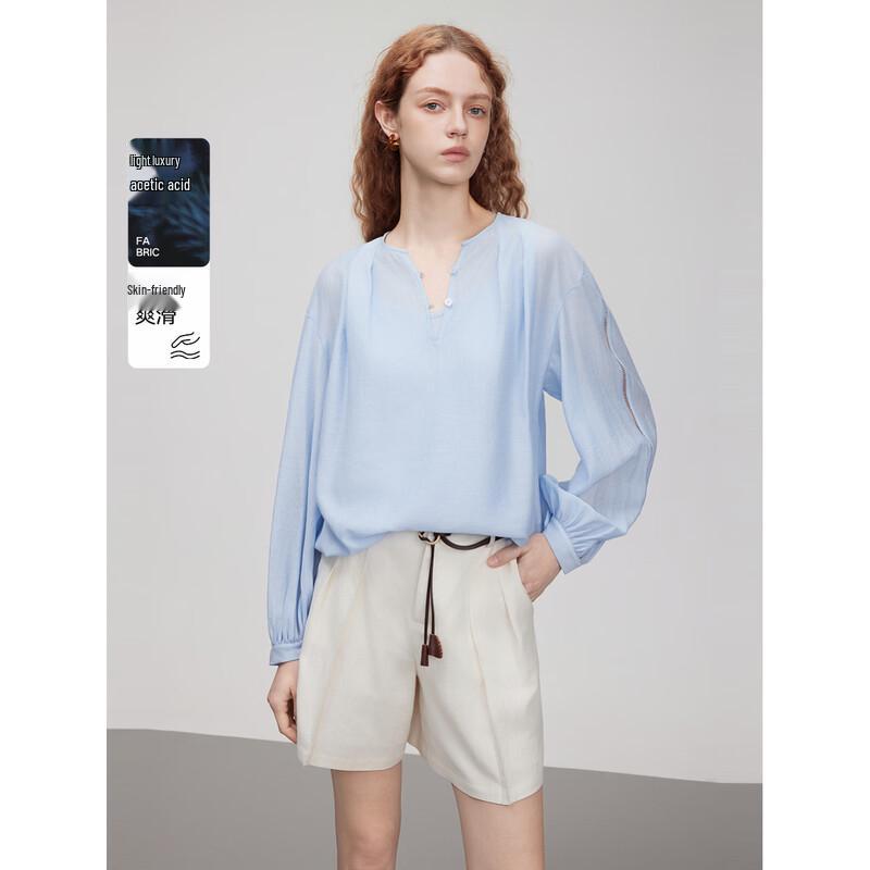 ELLE Women s V-Neck Acetate Blouse S